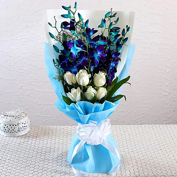 Best Wishes Mesmerising Orchids Roses Bouquet